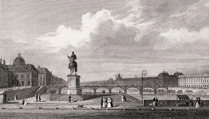Pont Neuf, Paris, antique steel engraved print