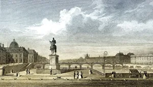 Pont Neuf, Paris, antique steel engraved print