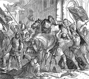 Pope Benedict VIII is torn from his horse