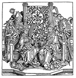 Pope and Emperor, from Liber Cronicarum by Hartmann Schedel
