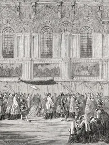 Pope Pius IX bearing the holy sacrament