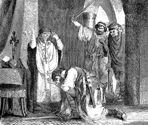 Pope Sergius I, c. 650 - 701, and his bodyguard protospatharios Zacharias
