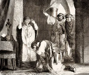 Pope Sergius I, c. 650 - 701, and his bodyguard protospatharios Zacharias