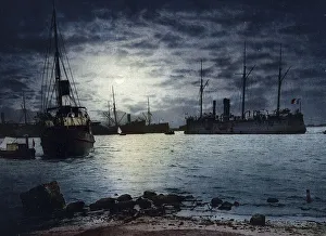 Port Said, clear moon night, Egypt