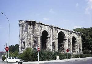 The Porte de Mars is an ancient Roman triumphal arch in Reims, France 1971