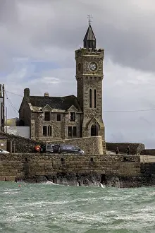 PORTHLEVEN, CORNWALL, UK - MAY 11 : Clock tower of the Bickford-Smith Institute in Porthleven