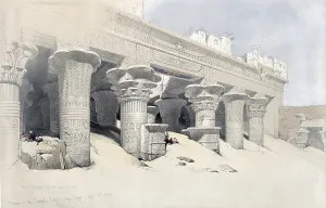 Portico of the Temple of Edfou, Upper Egypt, Egypt, c. 1850, Historical, digitally restored reproduction from a 19th century original, exact date unknown, AI generated, Africa