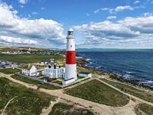 Portland Bill Lighthouse from a drone