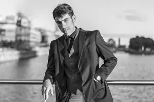 Portrait of an attractive man over near the river