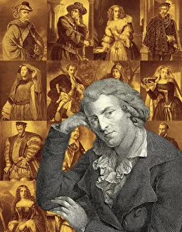 Portrait and characters from the works by Friedrich Schiller