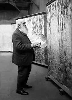Portrait of Claude Monet, studio at Giverny