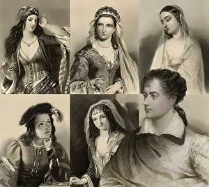 Portrait of George Gordon Noel Byron with his beauty female figures