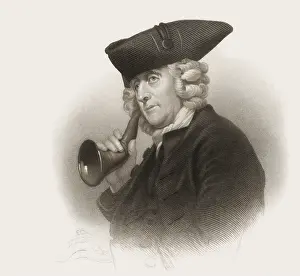 Portrait of James Hutton with an ear trumpet