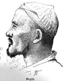 Portrait Kyrgyz, side view, beard