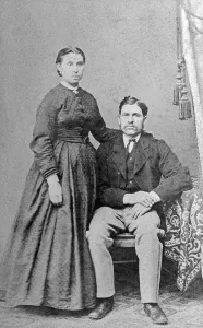 Portrait, married couple looking into the camera