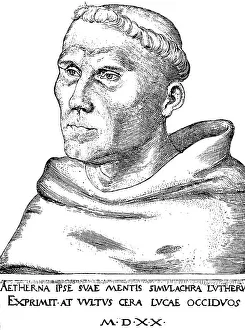 Portrait, Martin Luther as a monk, Erfurt Monastery of the Augustinian Order, after a copperplate engraving by Lucas Cranach 1520, Reformer, Protestant, historical illustration 1883