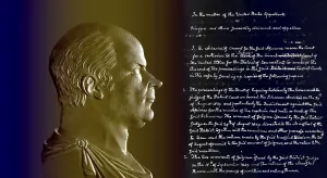 Portrait after a medal of John Quincy Adams