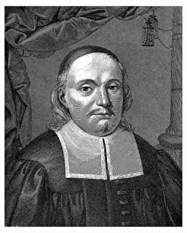Portrait of Paul Gerhardt, historic depiction in Deutsche Literaturgeschichte