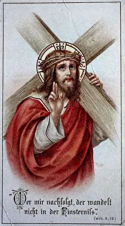 Portrait of a saint, Christ carrying the cross