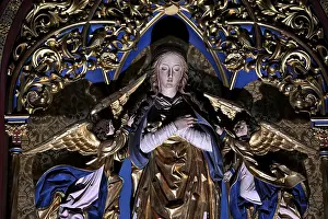 Portrait of a saint in the Gothic cathedral of Saint-Etienne
