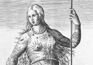 Portrait of a tattooed Pictish woman