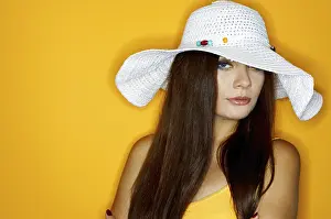 Portrait of Young woman isolated on colour background