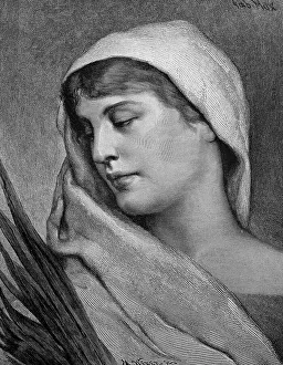 Portrait of a young woman in a peaceful mood from 1870