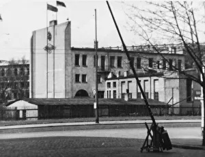 Post-war temporary buildings during reconstruction in Johannstadt