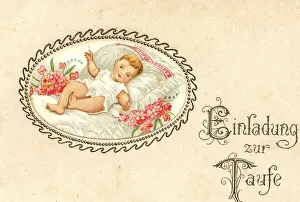 Postcard, invitation to a christening