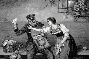 Postman teasing the recipient, who has been waiting a long time for the post