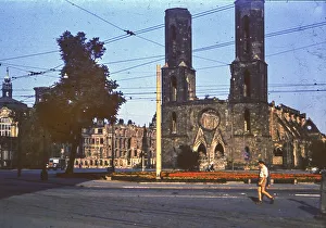 Postplatz with the ruins of the Gothic Sohienkirche