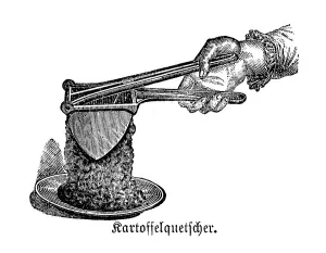 Potato masher, historical kitchen utensils