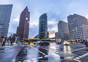 Potsdamer Platz Berlin in the evening with traffic on the streets