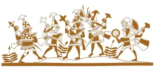 Pottery design, Inca Warriors, 1530s