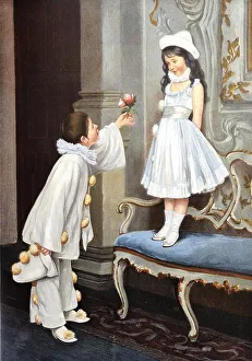 Practice makes perfect... gallant young boy offering a flower to a girl