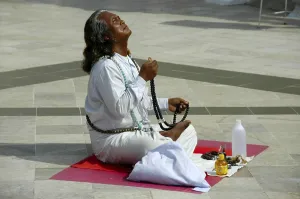 Practicing Buddhist in a deep meditative trance
