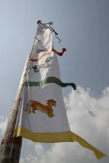 Prayer flag in the wind at the Dzong
