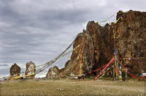 Prayer flags at the Couple Stone