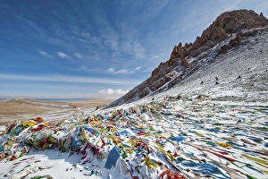 Category Buddhism Prints: Prayer flags at Lachen la pass