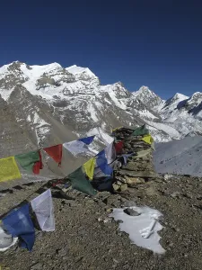 Prayer flags on the way to Thorung La Pass, Nepal