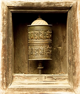 Prayer mill in front of the Swayambunath Temple
