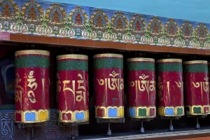 Prayer wheels buddhist monastery