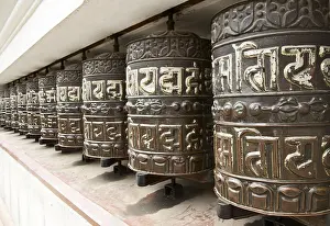 Prayer wheels in Swayambhunath, Nepal