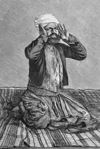 Praying Muslim, historical engraving, about 1888