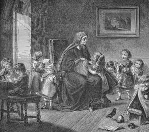 Pre-school, historic steel engraving from 1860