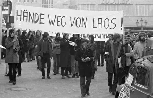 Predominantly students demonstrated for a hands off Laos in 1970 in Bonn against the deployment of the US army in