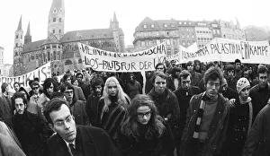 Predominantly students demonstrated for a hands off Laos in 1970 in Bonn against the deployment of the US army in