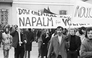 Predominantly students demonstrated for a hands off Laos in 1970 in Bonn against the deployment of the US army in