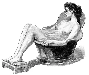 Pregnant woman having a sitz bath