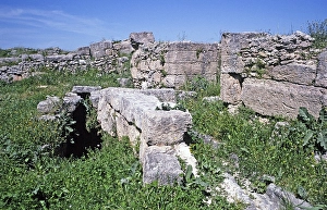 Prehistoric archaeological site in Ugarit, Syria, 1998 two waterways, Asia
